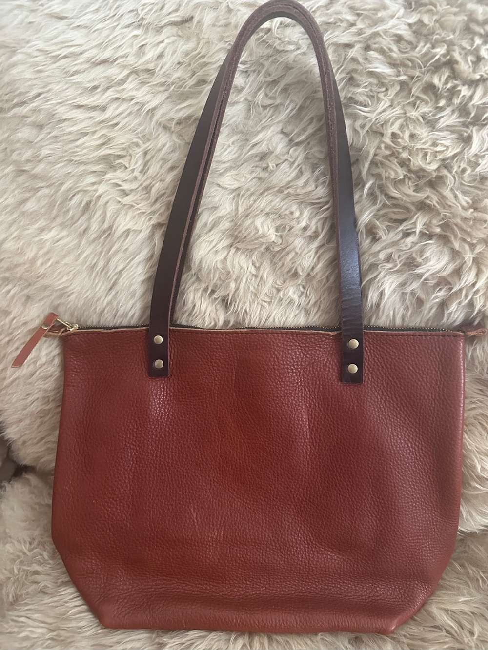 Portland Leather pebbled leather Tote with Front Pocket. Possibility Nutmeg - Picture 2 of 6